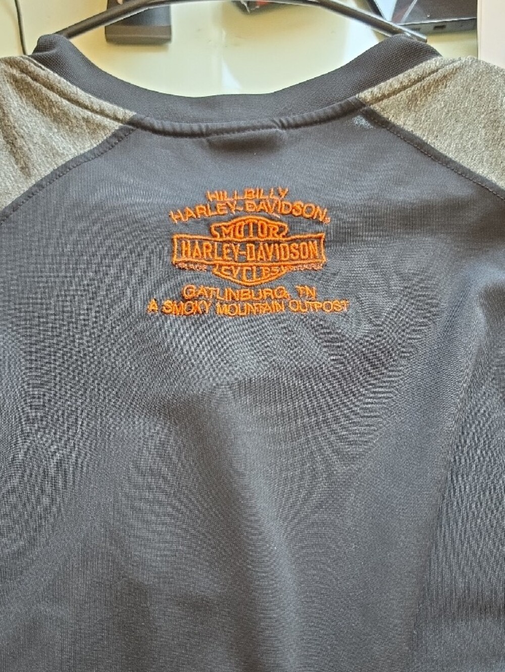 Harley-Davidson Black and Gray Raglan Henley Tee - Picture 2 of 2